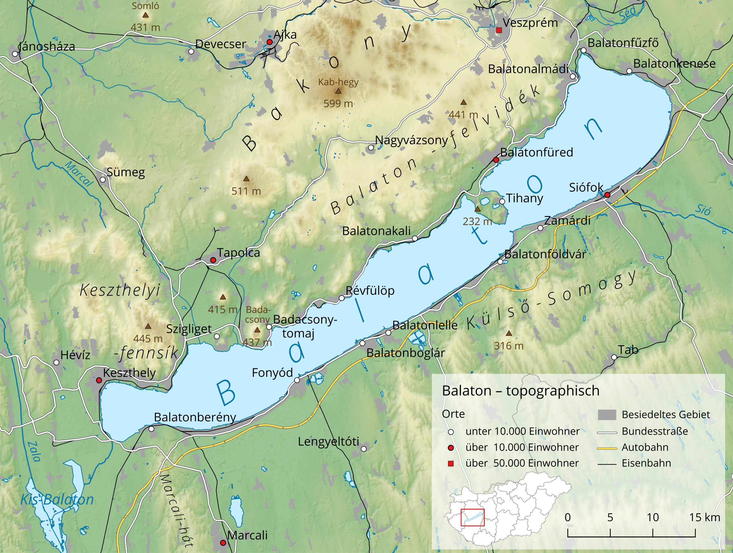 Kaart van het Balaton meer